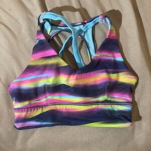 Colorful Striped Sports Bra